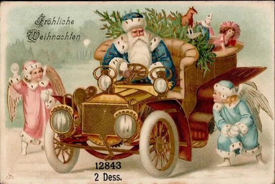 1464 - Zuschlag 160 EUR - Weihnachtsmann Engel Puppe Spielzeug Auto