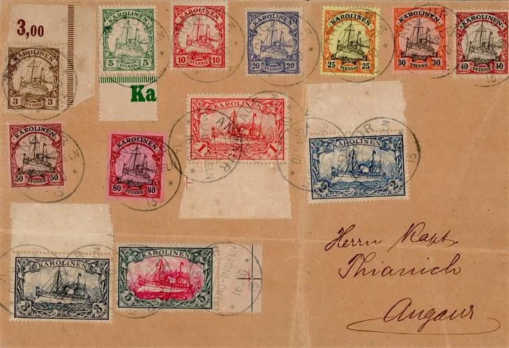 Kolonien Kamerun aus Westafrika über Hamburg 12.2.1889, sehr seltener Seepoststempel auf handschriftlicher Karte Adolph Woermanns an Eduard Bohlen