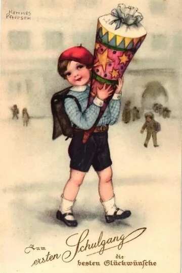 Ansichtskarte von Hannes Petersen von einem Schulkind