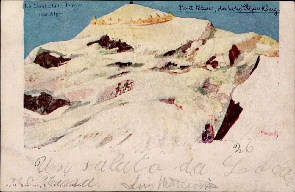 Berggesichter sign. Hansen MONT BLANC sehr seltene Nolde Karte 1898 I-II