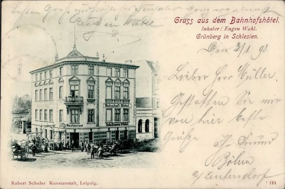 GRÜNBERG Schlesien - Gruss aus dem Bahnhofshotel I